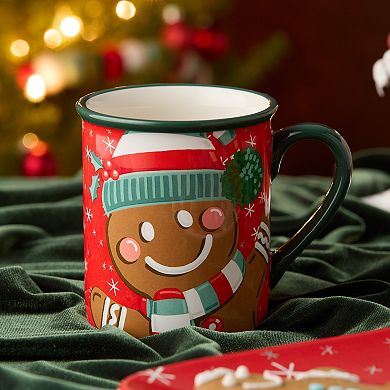 Certified International Christmas Whimsy 18-oz. Gingerbread Mug Set of 4