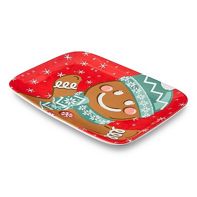 Certified International Christmas Whimsy Gingerbread 14-Inch x 10-Inch Rectangular Platter