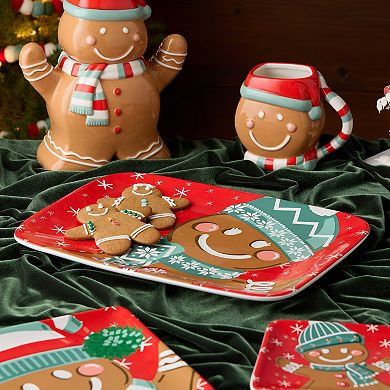 Certified International Christmas Whimsy Gingerbread 14-Inch x 10-Inch Rectangular Platter