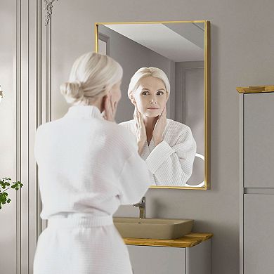 Head West Rectangular Bathroom Vanity Mirror with Gold Frame