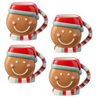 Certified International Christmas Whimsy 18-oz. Gingerbread Mug Set of 4
