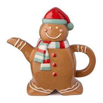 Certified International Christmas Whimsy Gingerbread 3-D Teapot