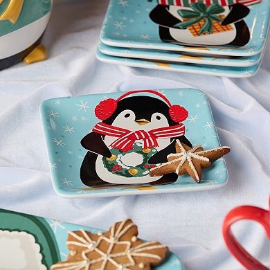 Certified International Christmas Whimsy Set of 4 Canape Plates 6 Inches