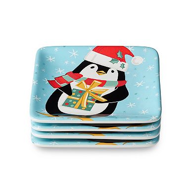 Certified International Christmas Whimsy Set of 4 Canape Plates 6 Inches