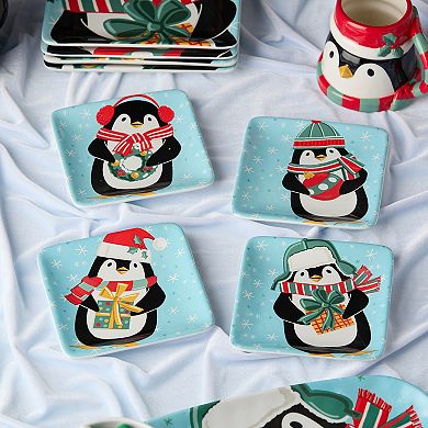 Certified International Christmas Whimsy Set of 4 Canape Plates 6 Inches