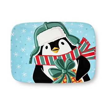 Certified International Christmas Whimsy Penguin 14-Inch x 10-Inch Rectangular Platter