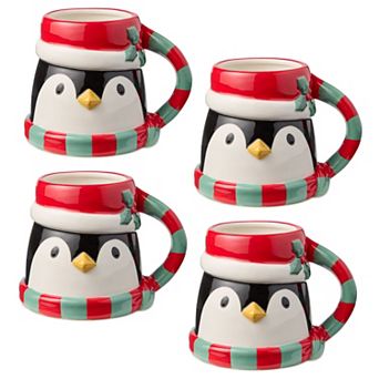 Certified International Christmas Whimsy 18-oz. Penguin Set of 4 Mugs