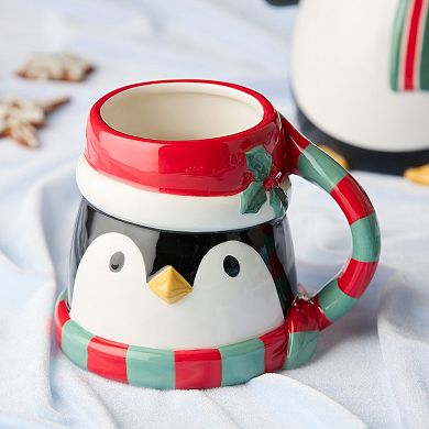 Certified International Christmas Whimsy 18-oz. Penguin Set of 4 Mugs