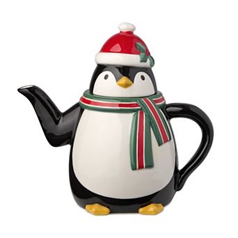 Certified International Christmas Whimsy Penguin 3-D Teapot