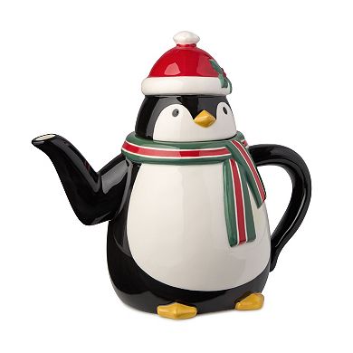 Certified International Christmas Whimsy Penguin 3-D Teapot