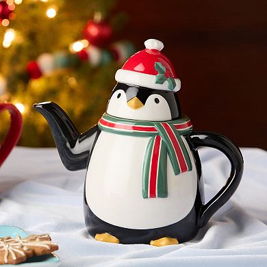 Certified International Christmas Whimsy Penguin 3-D Teapot