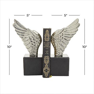 Stella & Eve Aluminum Metal Wings Bookends with Marble Base Table Decor