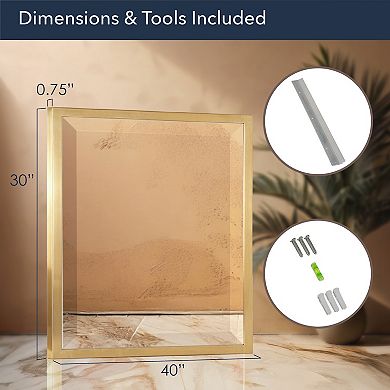 Head West Stainless Steel Framed Rectangle Wall Mirror