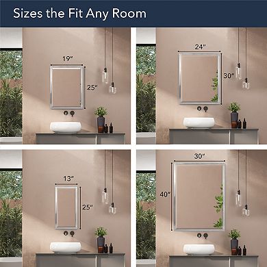 Head West Stainless Steel Framed Rectangle Wall Mirror