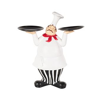Stella & Eve Polystone Chef Figurine Decorative Sculpture with Black Trays