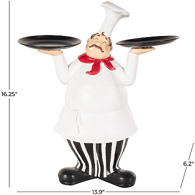 Stella & Eve Polystone Chef Figurine Decorative Sculpture with Black Trays