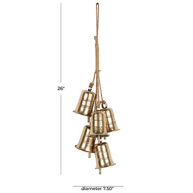 Stella & Eve Metal Tibetan Inspired Cascading Cluster Decorative Bells with Jute Rope