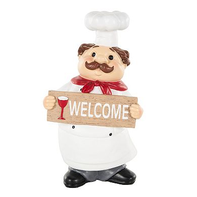 Stella & Eve Polystone Chef Figurine with Welcome Signs Table Decor