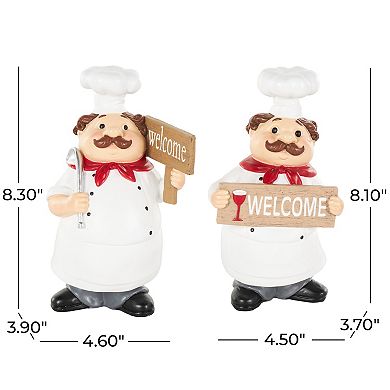 Stella & Eve Polystone Chef Figurine with Welcome Signs Table Decor
