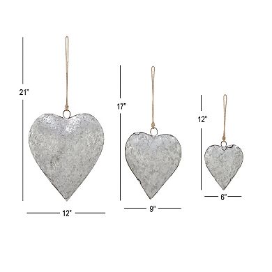 Stella & Eve Metal Heart Decorative Wall Decor with Jute Hanging Rope