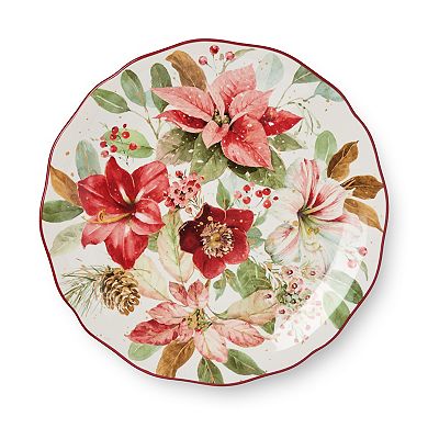 Certified International Winter Blooms Set of 4 Dinner Plates