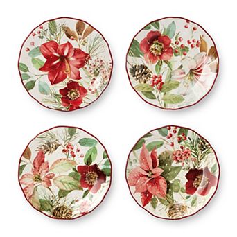 Certified International Winter Blooms Set of 4 Dessert Plates