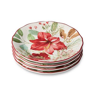 Certified International Winter Blooms Set of 4 Dessert Plates