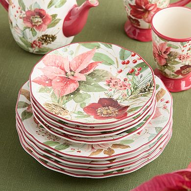 Certified International Winter Blooms Set of 4 Dessert Plates