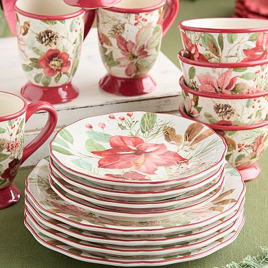 Certified International Winter Blooms Set of 4 Dessert Plates