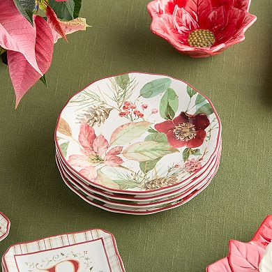 Certified International Winter Blooms Set of 4 Dessert Plates
