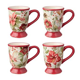 Certified International Winter Blooms Set of 4 Mugs