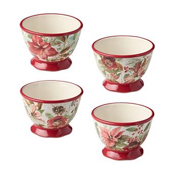 Certified International Winter Blooms Set of 4 Ice Cream Bowls