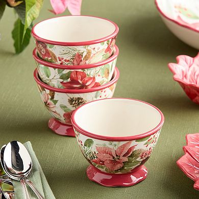 Certified International Winter Blooms Set of 4 Ice Cream Bowls