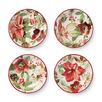 Certified International Winter Blooms Set of 4 Soup Bowls 8 in