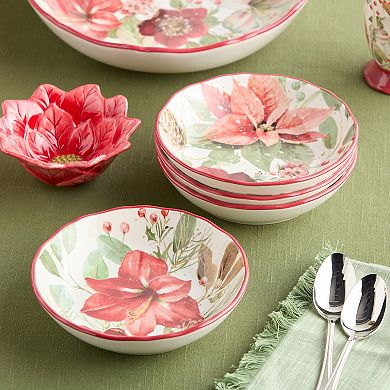 Certified International Winter Blooms Set of 4 Soup Bowls 8 Inches