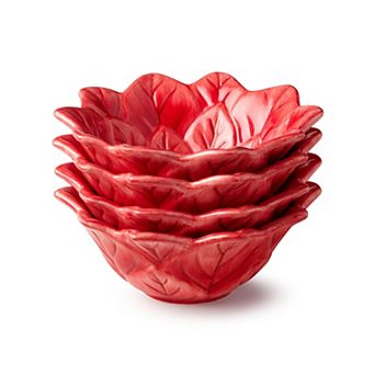 Certified International Winter Blooms Set of 4 3D Poinsettia Ice Cream Bowls