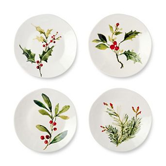 Certified International 4 pc 9-Inch Holly & Vines Dessert Plate Set