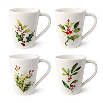 Certified International 4 pc Holly & Vines 18-oz. Mug Set