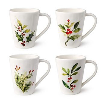 Certified International 4 pc Holly & Vines 18-oz. Mug Set