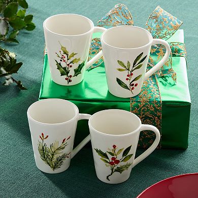 Certified International 4-pc. Holly & Vines 18-oz. Mug Set