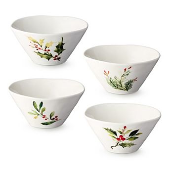Certified International 4 pc Holly And Vines Ice Cream Bowl Set
