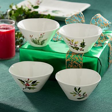 Certified International 4-pc. Holly And Vines Ice Cream Bowl Set