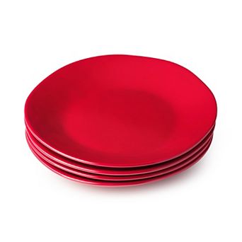 Certified International 4 pc Berry Red 9-Inch Christmas Dessert Plate Set