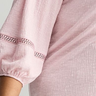 Plus Size Apt. 9® Elbow Sleeve Ric Rac Trim Top