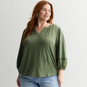 Plus Size Apt. 9® Elbow Sleeve Ric Rac Trim Top