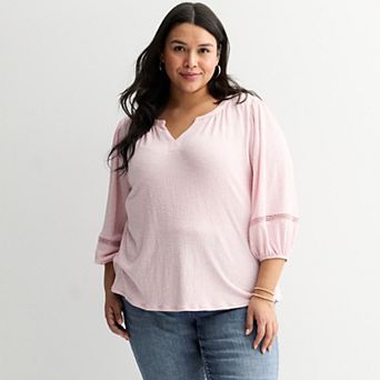 Plus Size Apt. 9® Elbow Sleeve Ric Rac Trim Top