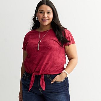 Plus Size Apt. 9® Dolman Sleeve Tie Front Top