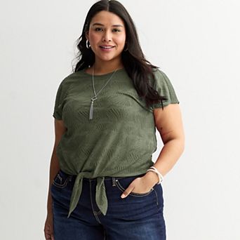 Plus Size Apt. 9® Dolman Sleeve Tie Front Top