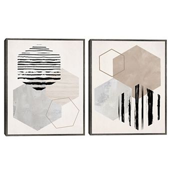 Masterpiece Hexagonal Display I & II Framed Canvas Wall Art 2 pc Set