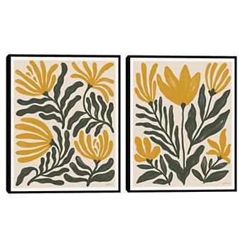 Masterpiece Simple Petals I & II Framed Canvas Wall Art 2 pc Set